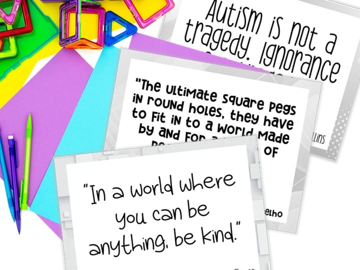 Inspirational Quotes About Autism - printable posters with quotes on a graphic background.