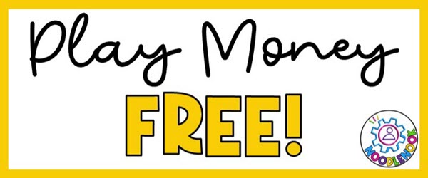 Text with the phrase Free Printable Play Money for Math in the Classroom