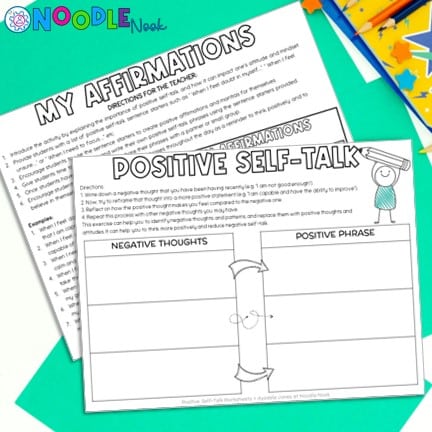 Positive Self-Talk and My Affirmations (Positivity Activities for Students).