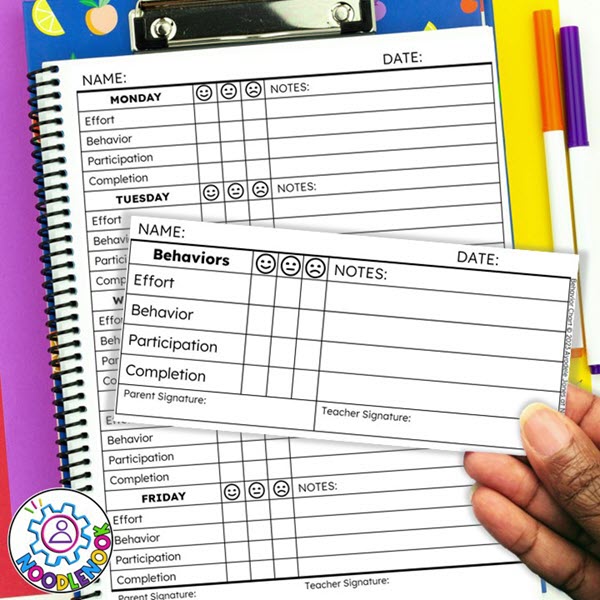 Printable Behavior Chart for Kids (FREE) via NoodleNook