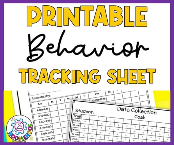 Printable Behavior Data Sheet for Special Ed Teachers - Graphic