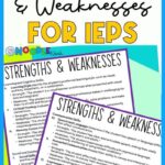 Strengths and Weaknesses for IEP Writing PDF - Special Ed Support