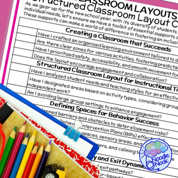 Structured Classroom Layout in Special Ed - FREE Checklist via Noodle Nook