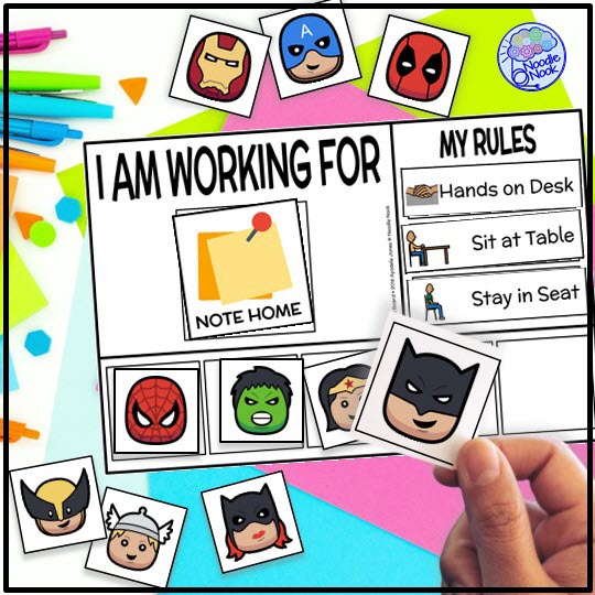 Token Board - What are You Working For Visuals for Behavior. Themed Visuals - Superheros!