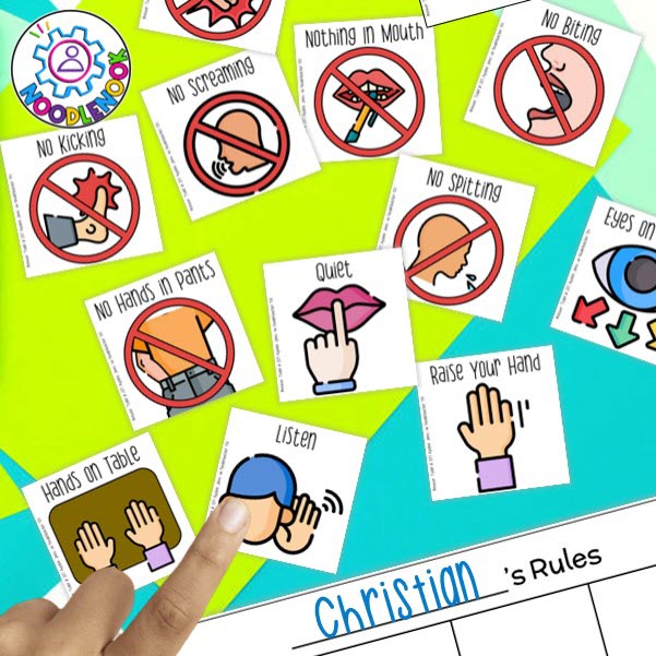Image of a visual rule card for kids with special needs.